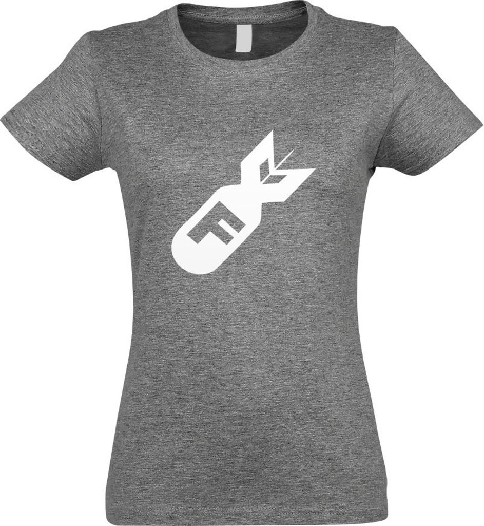 Kiwistar - T-Shirt tailliert - Damen - Graumeliert - F Bomb - mit Motiv Bedruckt - Funshirt Design - Sport - Freizeit - Damen - S