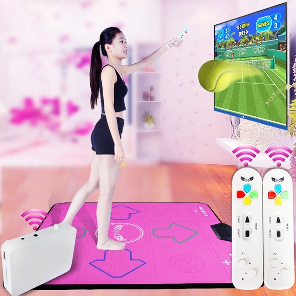 HD Wireless Single Kunstleder Massage Tanzen Blanket TV Computer Dual-use Somatosensory Dancing Machine(Pink)