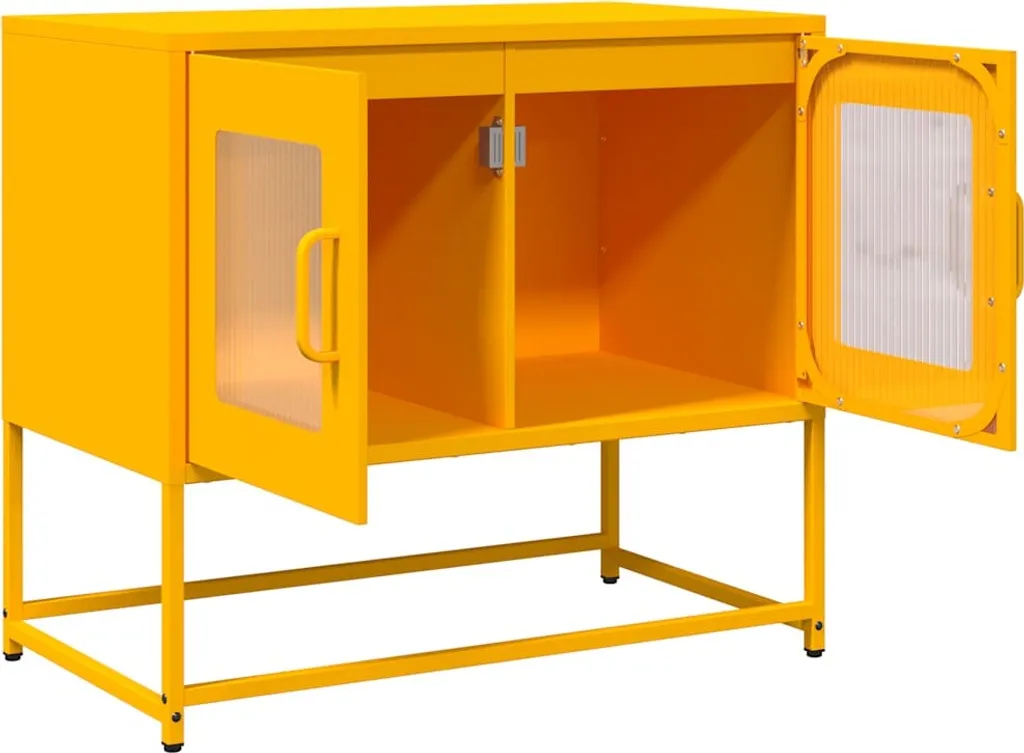 vidaXL Mobile TV giallo senape 68x39x60,5 cm Acciaio laminato a freddo - 5