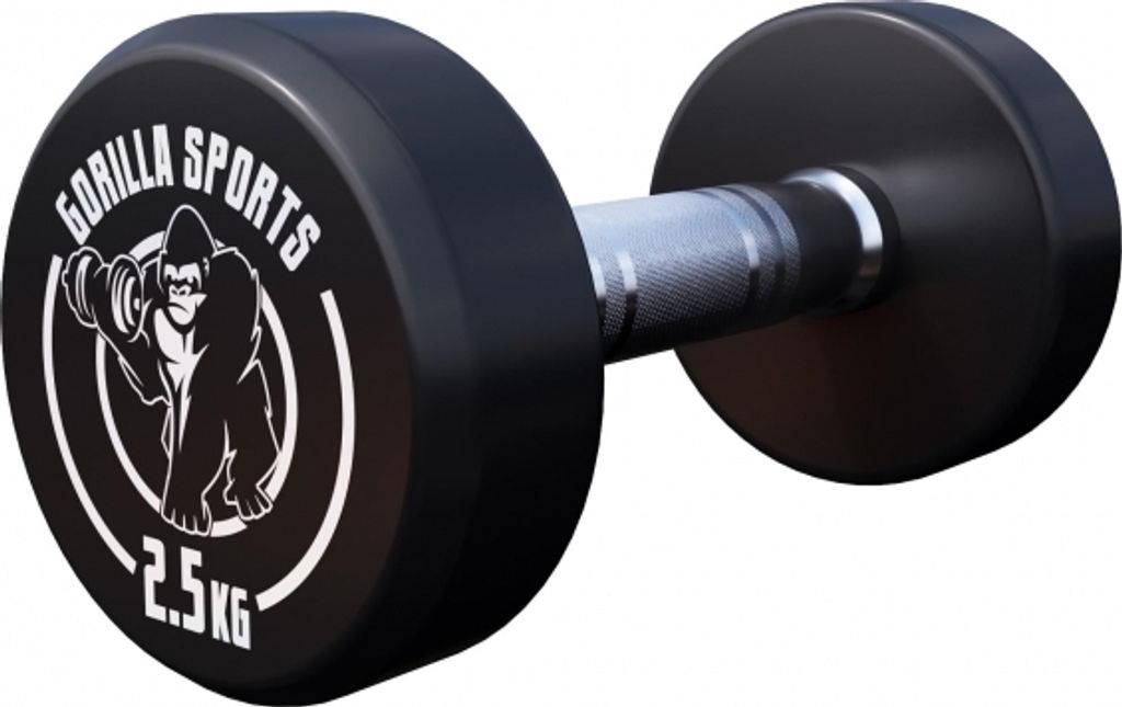 GORILLA SPORTS Kurzhanteln - Einzeln, 2,5 kg, Gummi, Gusseisen Kern, rutschfeste, gerändelte Griffe, Schwarz - Rundhanteln, Gewichte, Hantelset,...