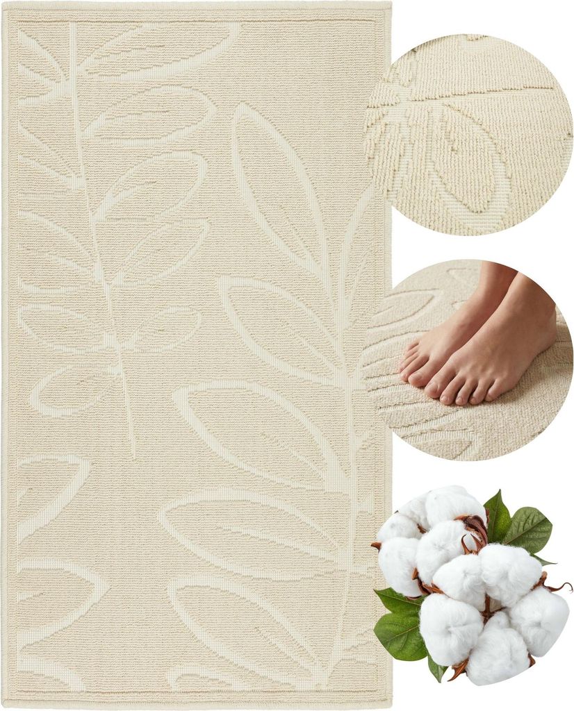Badematte - Beigefarben - 60x90 Cm - Ägyptische Baumwolle - Rutschfest - 1500 g/m2 - Waschbar - LINO