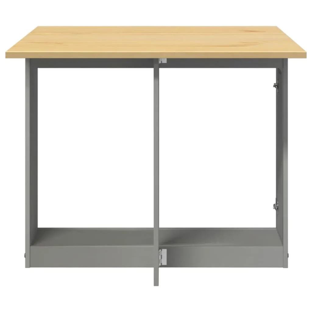 Table à manger modulable en pin massif gris avec abattants pliables