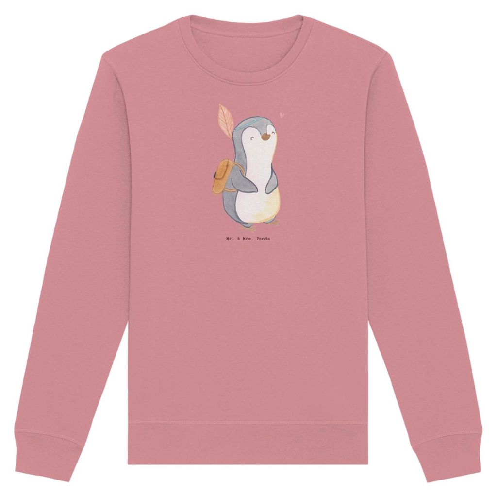Mr. & Mrs. Panda Bio Baumwoll Pullover Pinguin Ausflug Größe M - Canyon Pink - Geschenk, Ausflüge machen, Pulli, Nachhaltiger, Sweater, Reisen, ...
