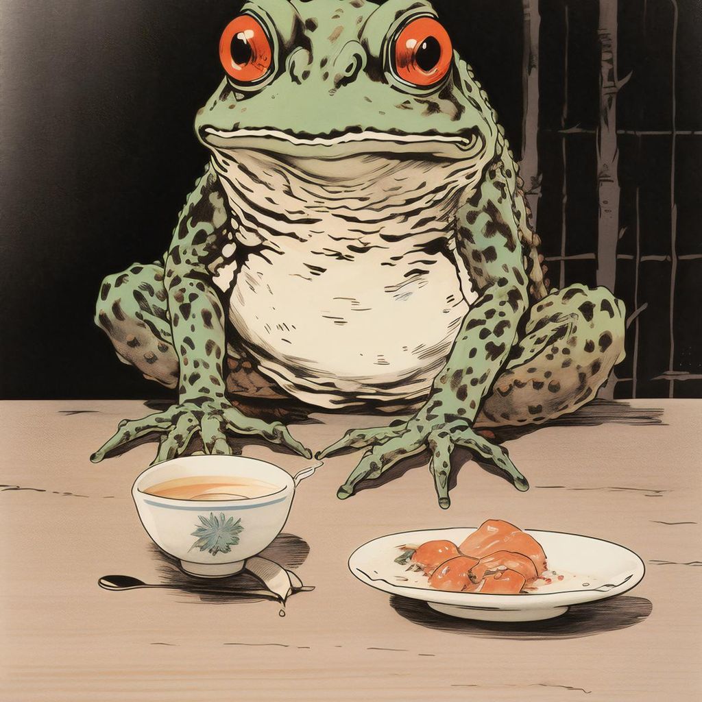 Poster 30x30cm Abendessen im Bambuswald
