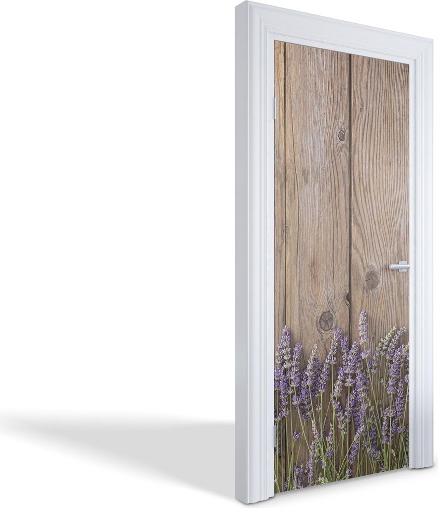 Türaufkleber Innentüren Selbstklebende Kreativ Wandsticker - Lavendel auf Holz - 75 x 205 cm