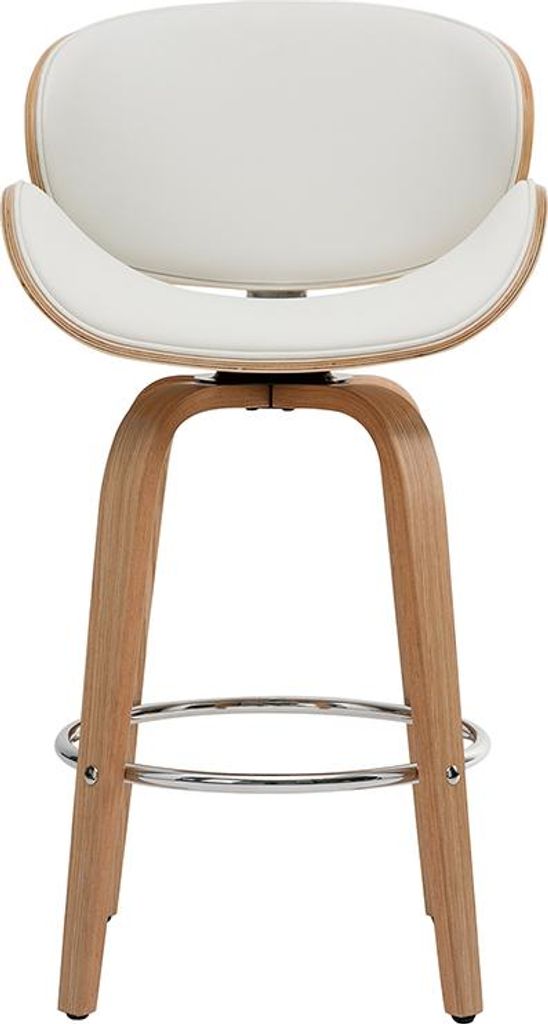 Miliboo - Design-Barhocker Weiß und helles Holz 65 cm WALNUT