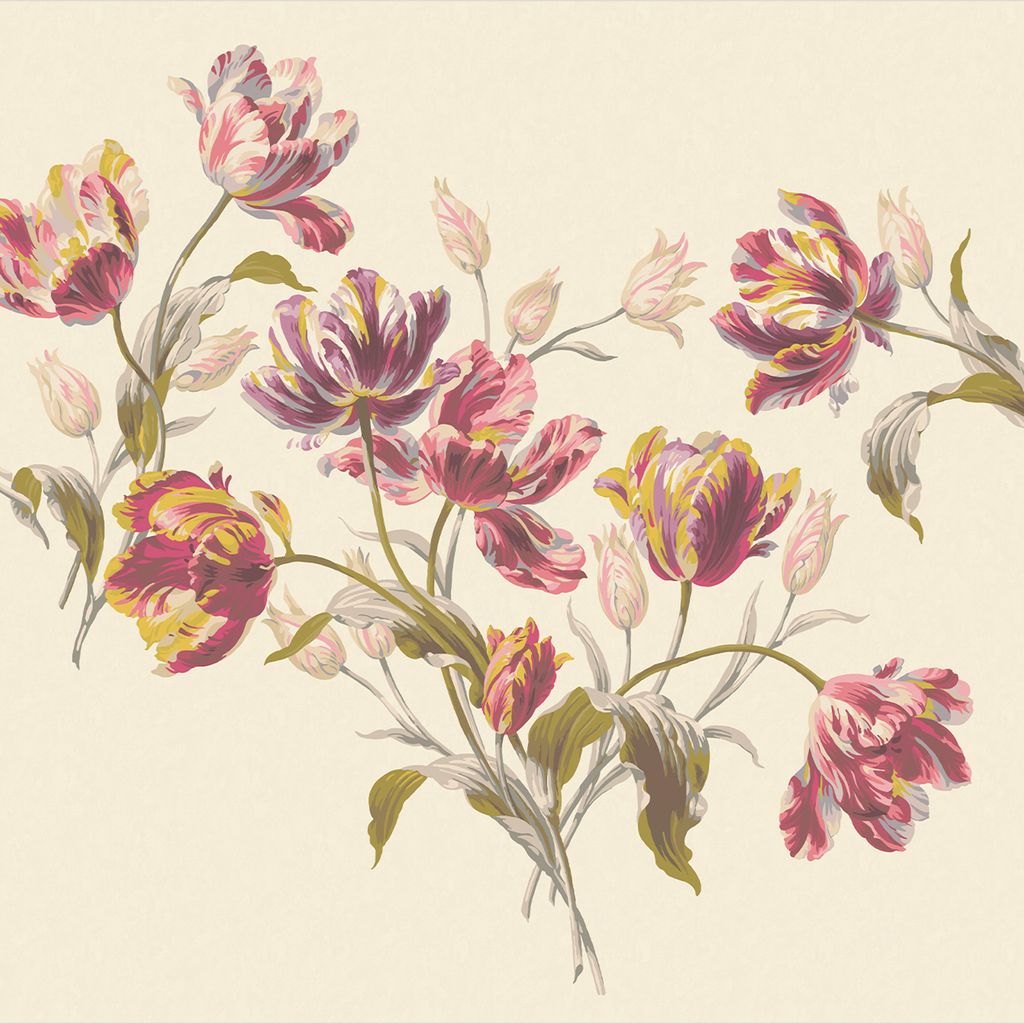 Laura Ashley Fototapete | Gosford Blumen Rot/Grün 300cmx280cm (6 Bahnen von 50cm)