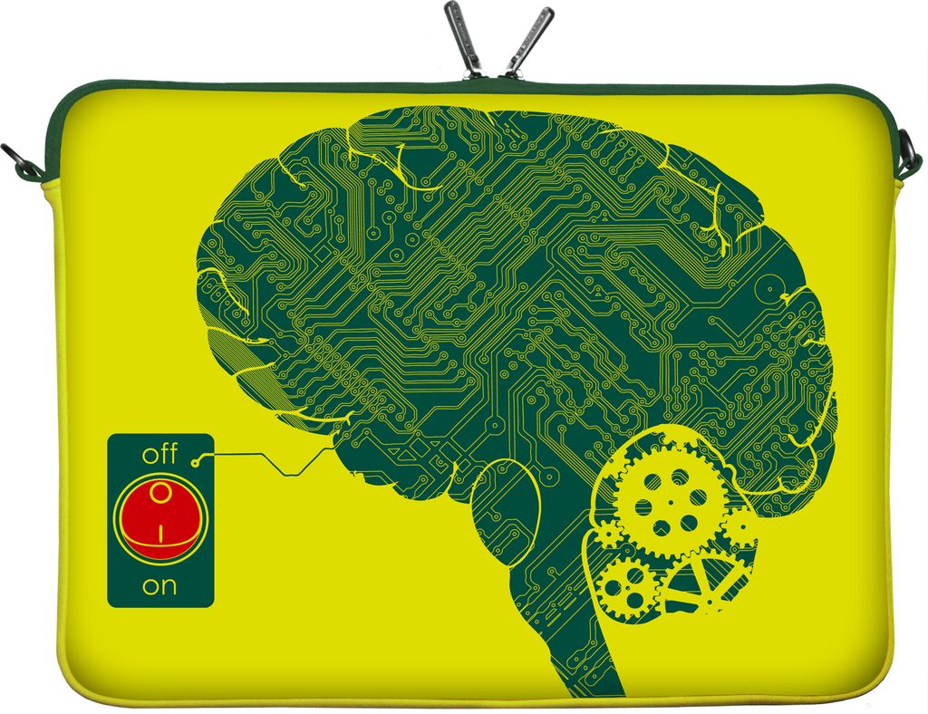 LS166-17 IT-Brain Designer Laptop Tasche 17 Zoll Notebook Sleeve Hülle Schutzhülle Neopren bis 43,9 cm (17,3 Zoll) Bag Case Gehirn gelb-grün