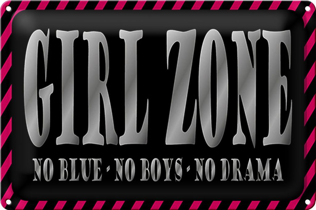 Blechschild Spruch 30x20cm Girl Zone no blue no boys no