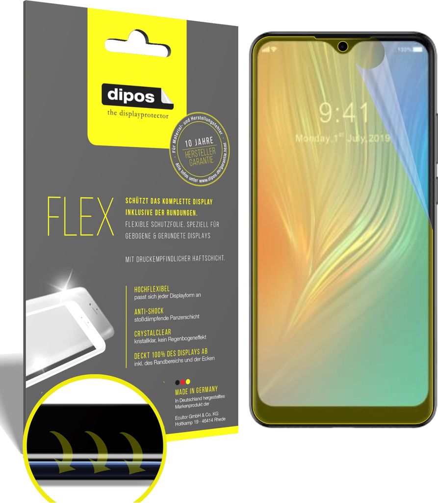 2x Schutzfolie für HTC Wildfire X Folie, 100% Displayabdeckung, dipos Flex