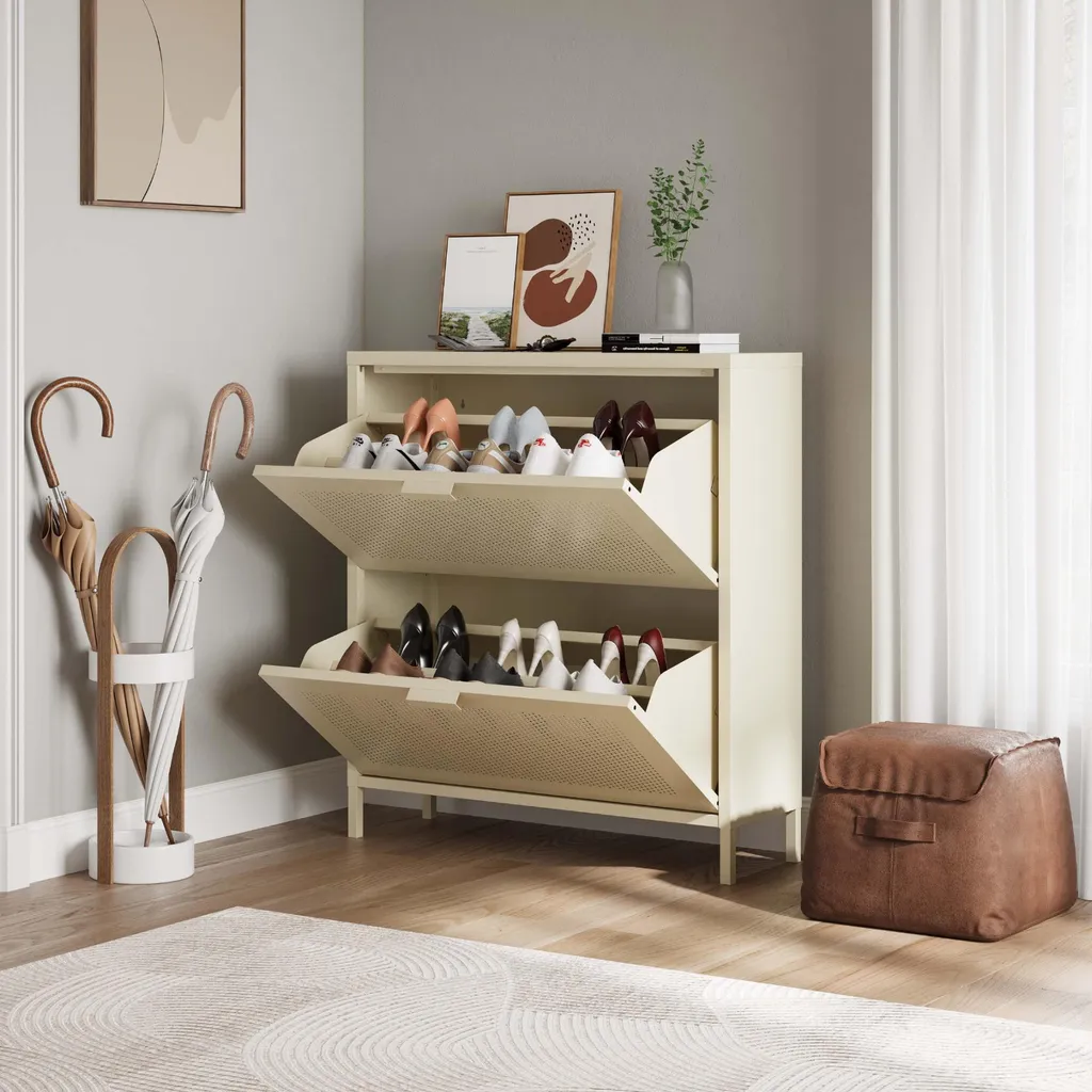 Rangement chaussures compact pour couloir avec 2 portes et aération - 2