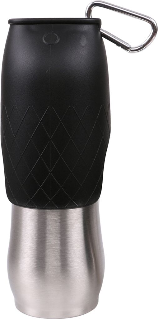Dehner Hundetrinkflasche Travel, auch als Napf, 600 ml, Edelstahl, schwarz
