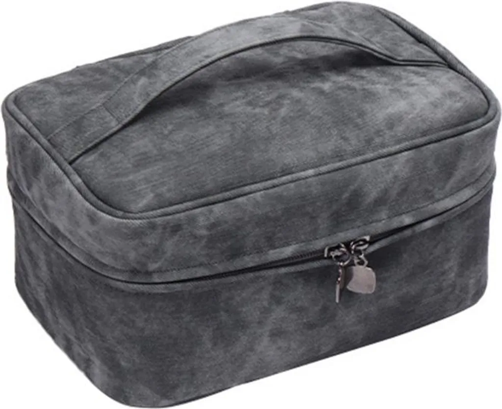 Borsa Trucco INF Grigia Doppio Strato - Travel Organizer Chic in PU