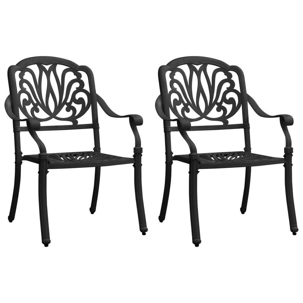 Langlebige 3-tlg. Bistro-Set Aluminiumguss Schwarz - Balkonmöbel Gartengarnitur Terrassenmöbel Möbel320836