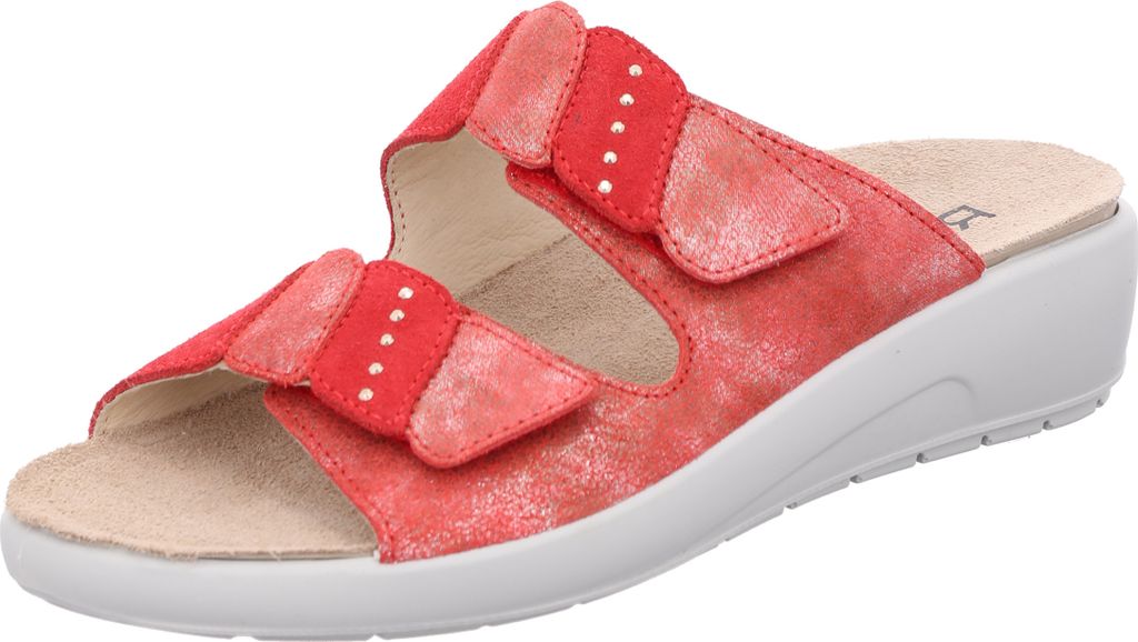 Rohde Damen Pantolette aus Leder mit Strass und losen Einlagen Rivella 5720, Größe:41 EU, Farbe:Rot
