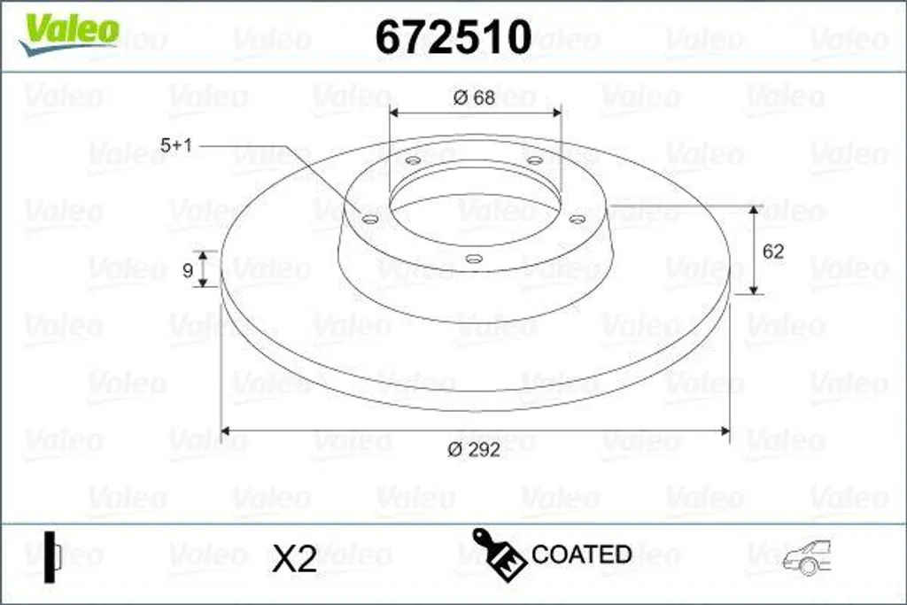 Disque de Frein Arrière Valeo compatible Nissan Juke et NV200 Pulsar