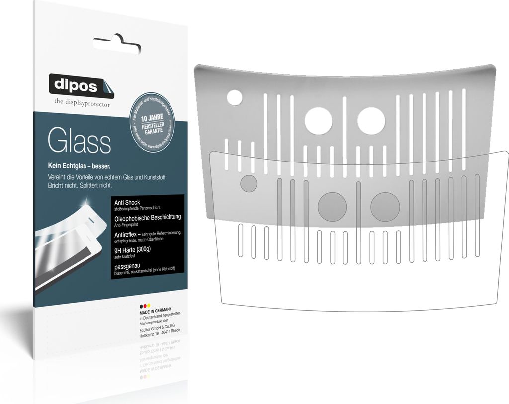 1x Schutzfolie für NIVONA NICR 626 Tropfblech matt - Anti-Shock 9H Folie dipos Glass Kunststoffglas