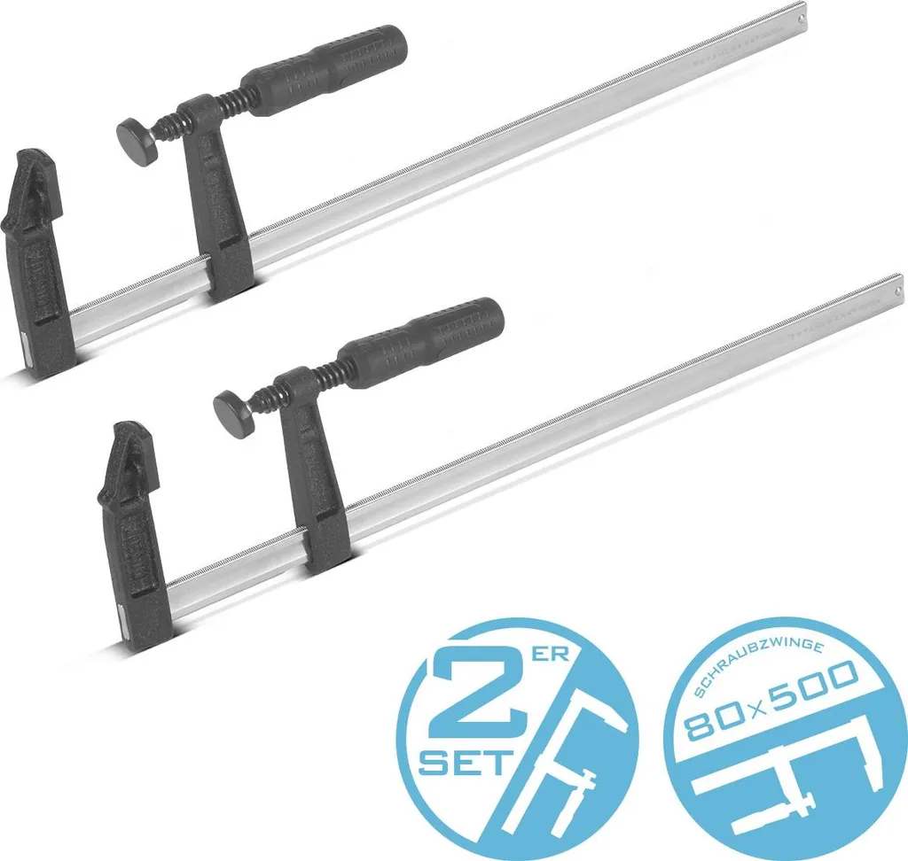 STAHLWERK Morsetto a Vite 80x500 mm Set 2 Pezzi - Strettoio F-Clamp Professionale