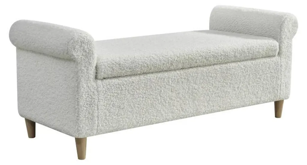 Banc coffre de rangement blanc 127 x 51 x 52 cm avec couvercle rabattable