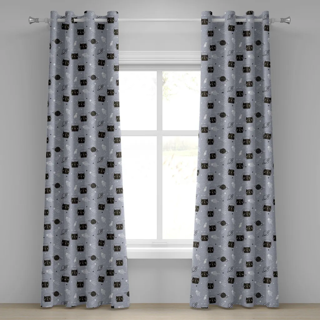 Rideaux pour chambre d'enfant Espace et Chats Astronautes 280 x 245 cm