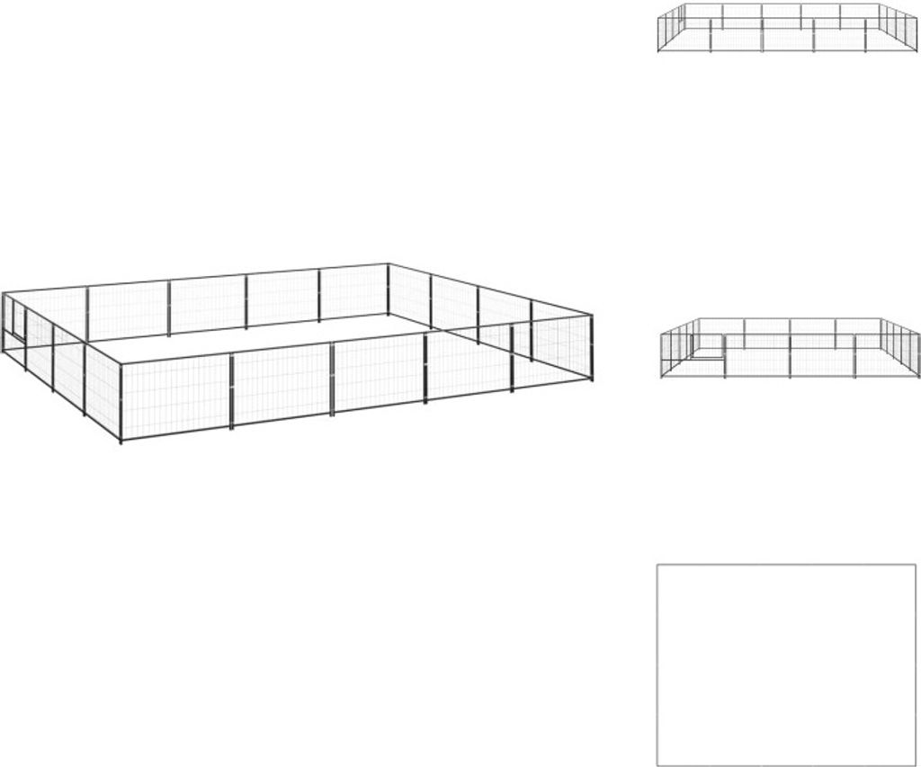 vidaXL Hundezwinger Schwarz 20 m² Stahl - Hundezwinger & -ausläufe
