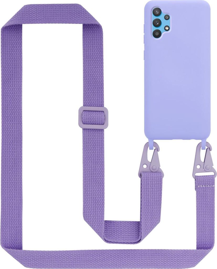 Cadorabo Schutzhülle für Samsung Galaxy A32 5G Hülle in Lila Handykette Etui längenverstellbar Kordel Band