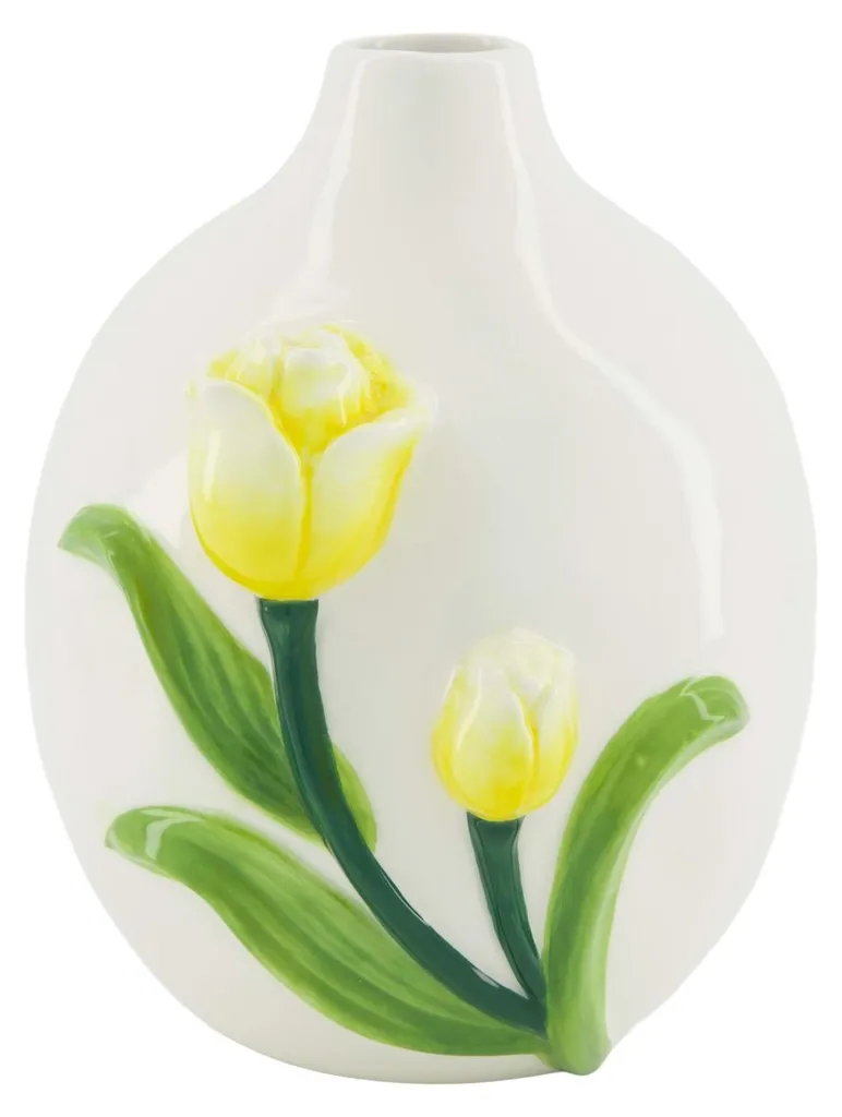 Vase soliflore en céramique blanche avec fleur pour décoration