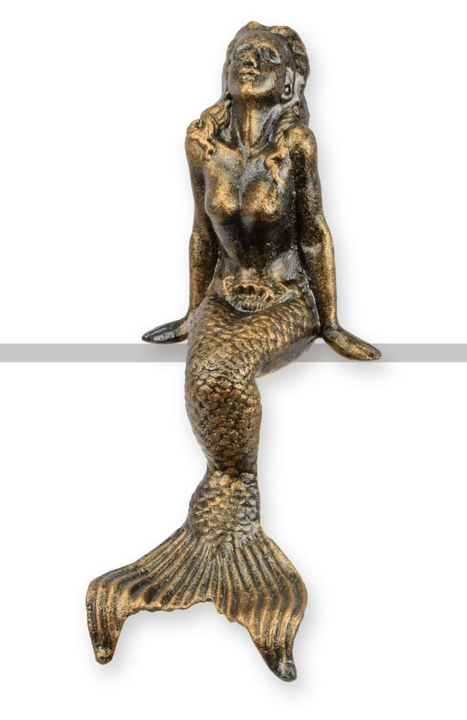 Figur Meerjungfrau Gusseisen Replikat Retro Design Dekoration