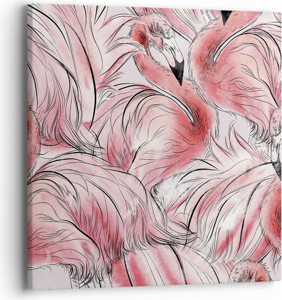 Bild auf Leinwand - Leinwandbild - Einteilig - Flamingo Pink Exotik - 40x40cm - Wand Bild - Wanddeko - Wandbilder - Leinwanddruck - Bilder - Wandde...