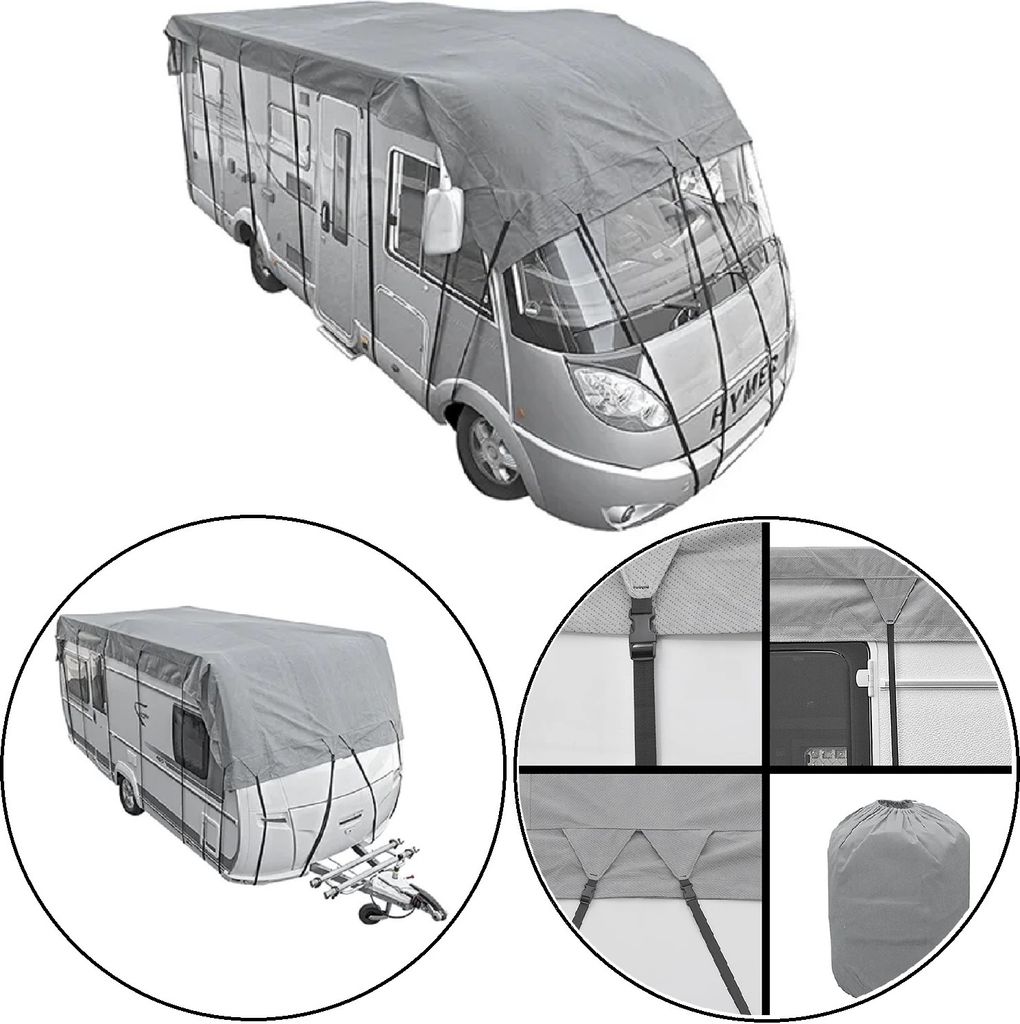 AS Abdeckplane für Wohnwagen Länge 6m Breite 3m | UV-stabil | Wohnwagen Schutzhülle mit Befestigungsbändern & Aufbewahrungstasche AS