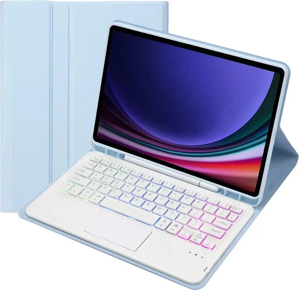 INF Custodia Tastiera Galaxy Tab S9+/S10+ 12.4 Pollici Azzurro Cielo