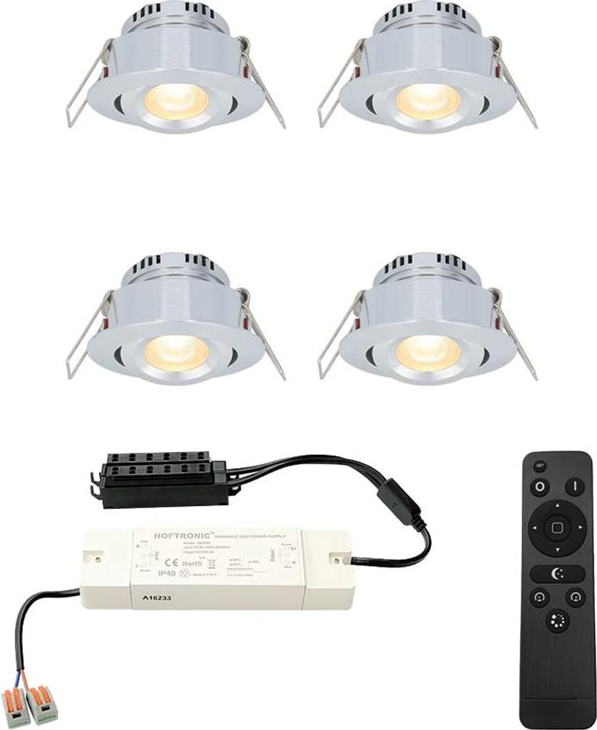 hoftronic LED Einbaustrahler Sienna 12V 3W 200lm 2700K IP44 Aluminium