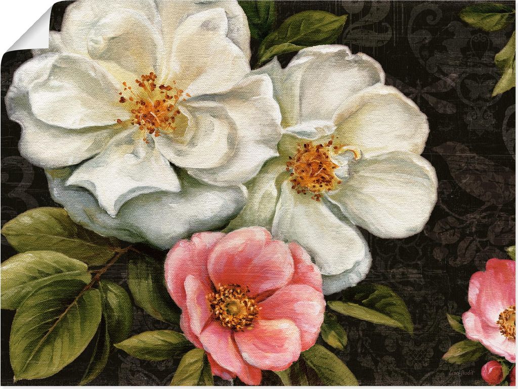 ARTland Poster Blumen Damast I Größe: 80x60 cm