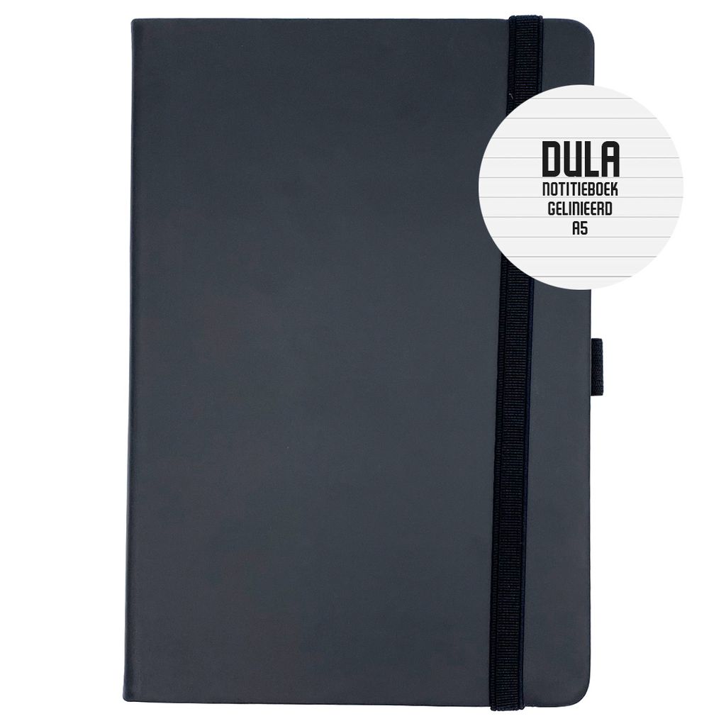 DULA Notizbuch A5 Schwarz liniert mit festem Einband