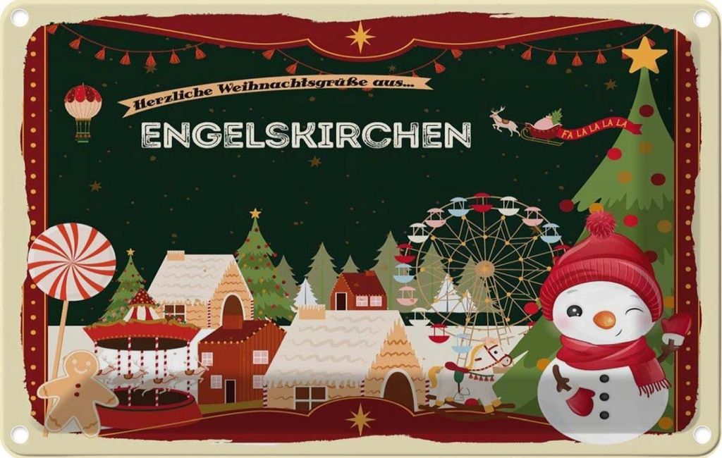 vianmo Blechschild 12x18 cm Weihnachten ENGELSKIRCHEN