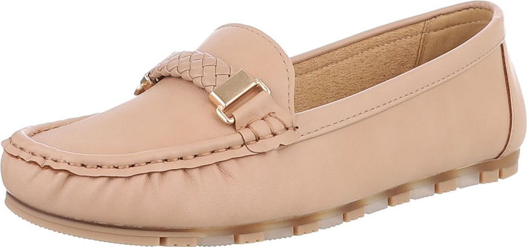 Ital-Design Damen Halbschuhe Mokassins Lederoptik Slipper 89368829 Hellbraun Gr. 37