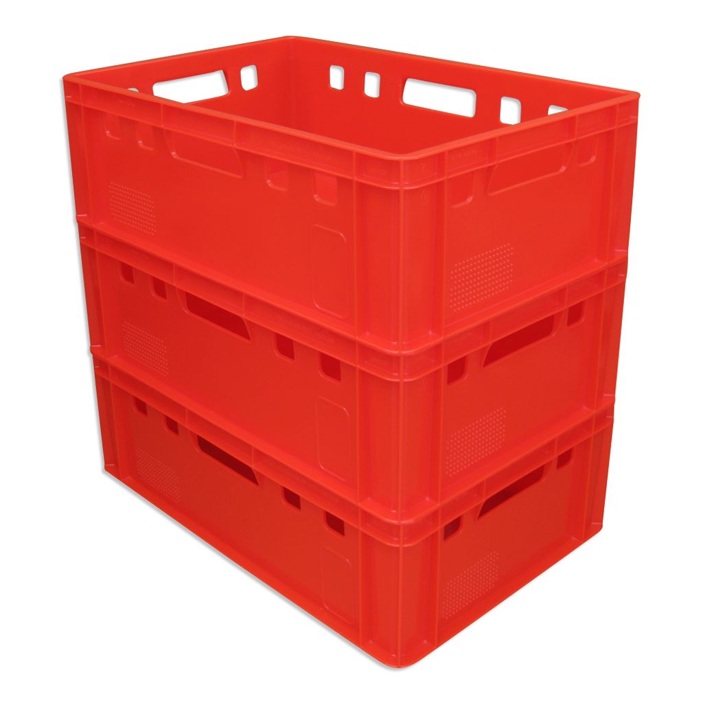 2 x Eurofleischerkiste Vorratsbox E3-Kiste Behälter Gemüsekiste stabelbar gelb. 