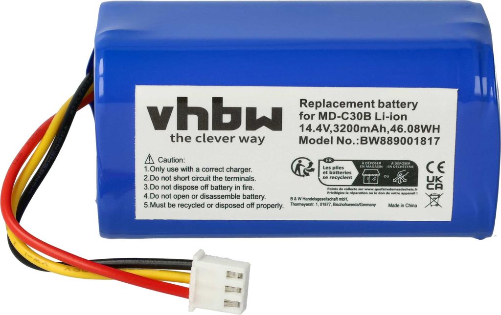 vhbw Akku kompatibel mit Panda X7 Saugroboter (3200 mAh, 14,4 V, Li-Ion)