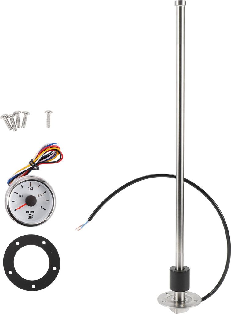Kraftstoff-Sendeinheit und Messgerätesatz 18,7" Länge Boot Kraftstoff-Sendeinheit Marine Kraftstoff-Sender Einheit Metall Silber Ton Weiß 1 Satz...
