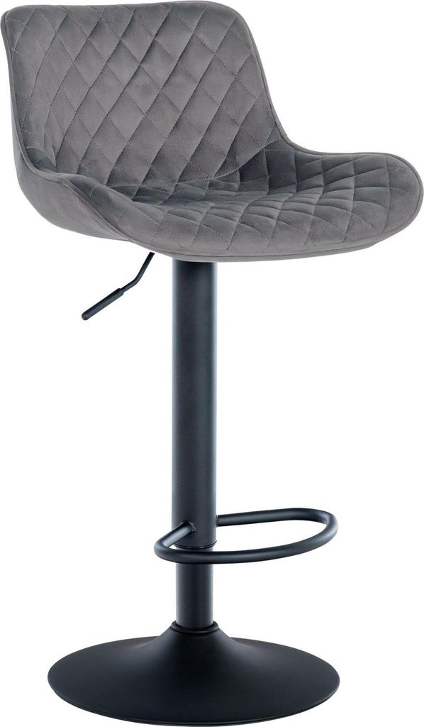 Barhocker mit Rückenlehne – Hochhocker – 360° drehbar und verstellbar | Farbe: Dunkelgrau. Material: Weich
