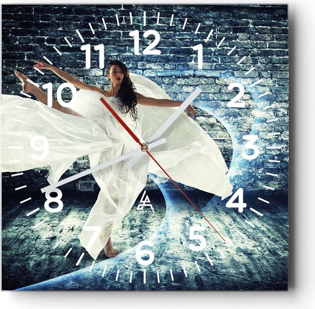 Wanduhr - Quadrat - Glasuhr - Balet akrobatik frau sport - 40x40cm - Schleichendes Uhrwerk - Lautlos - zum Aufhängen bereit - Dekoration Modern - ...