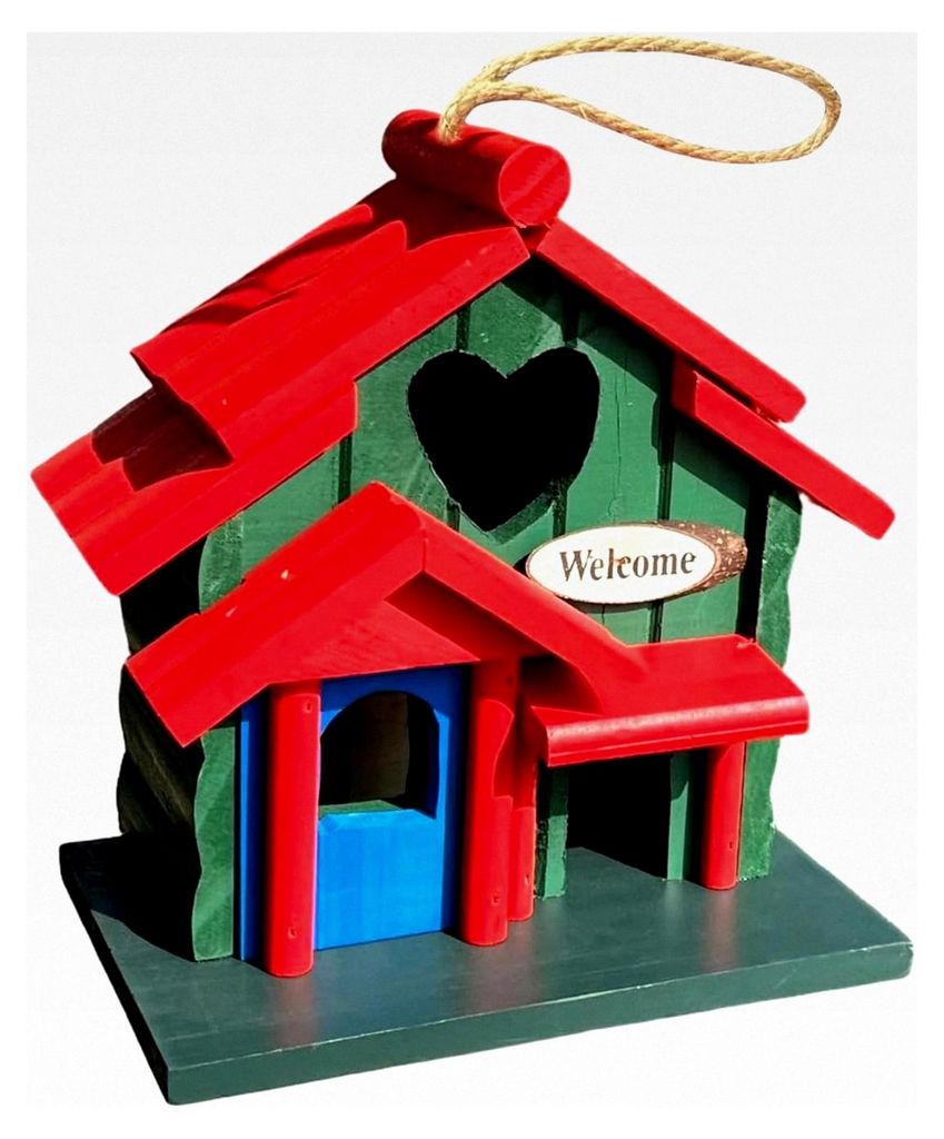 Vogelnistkasten aus Holz - Vogelhaus für den Außenbereich mit Seil für Rotkehlchen, Spatzen, Schwalben, Kanarienvögel und Finken im Garten