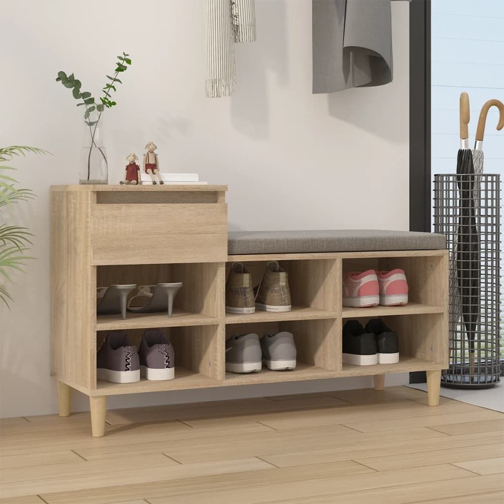 The Living Store Schuhregal Sonoma-Eiche 102x36x60 cm Holzwerkstoff