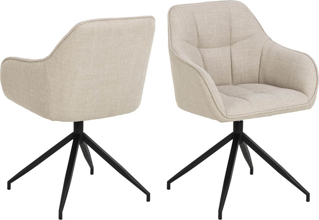 Brenda Esszimmerstuhl mit Armlehne, Drehfunktion, beige.