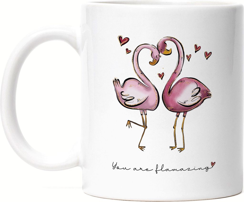 Flamingo Flamazing Tasse Weiß Valentinstag Freundin Freund Süß Geschenkidee Paar Liebe Couple Jahrestag