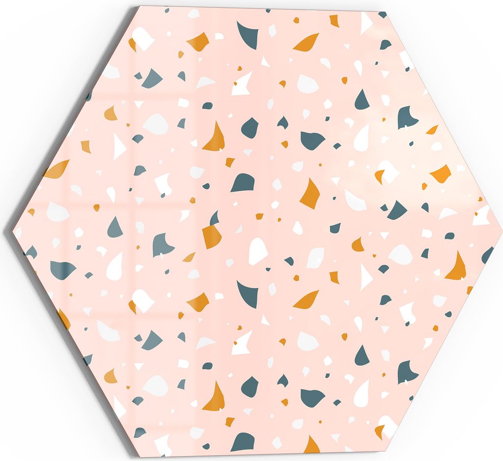 DEQORI Glasbild Echtglas 55x48 cm 'Rosa Terrazzo-Zauber' Wandbild Bild modern Deko