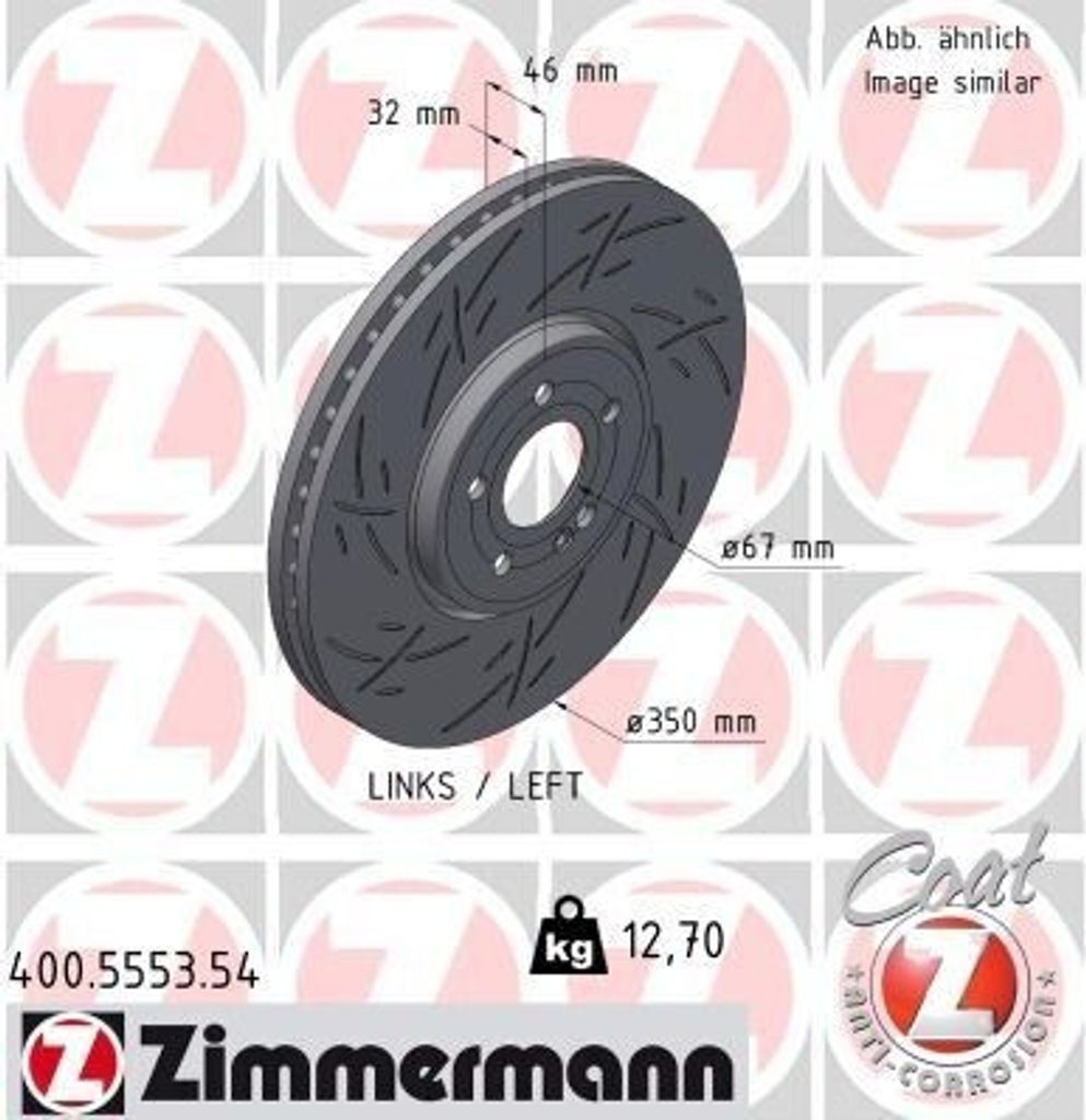 ZIMMERMANN Bremsscheibe Vorne Links passend für MERCEDES-BENZ A-Klasse (W177) 350mm 400.5553.54