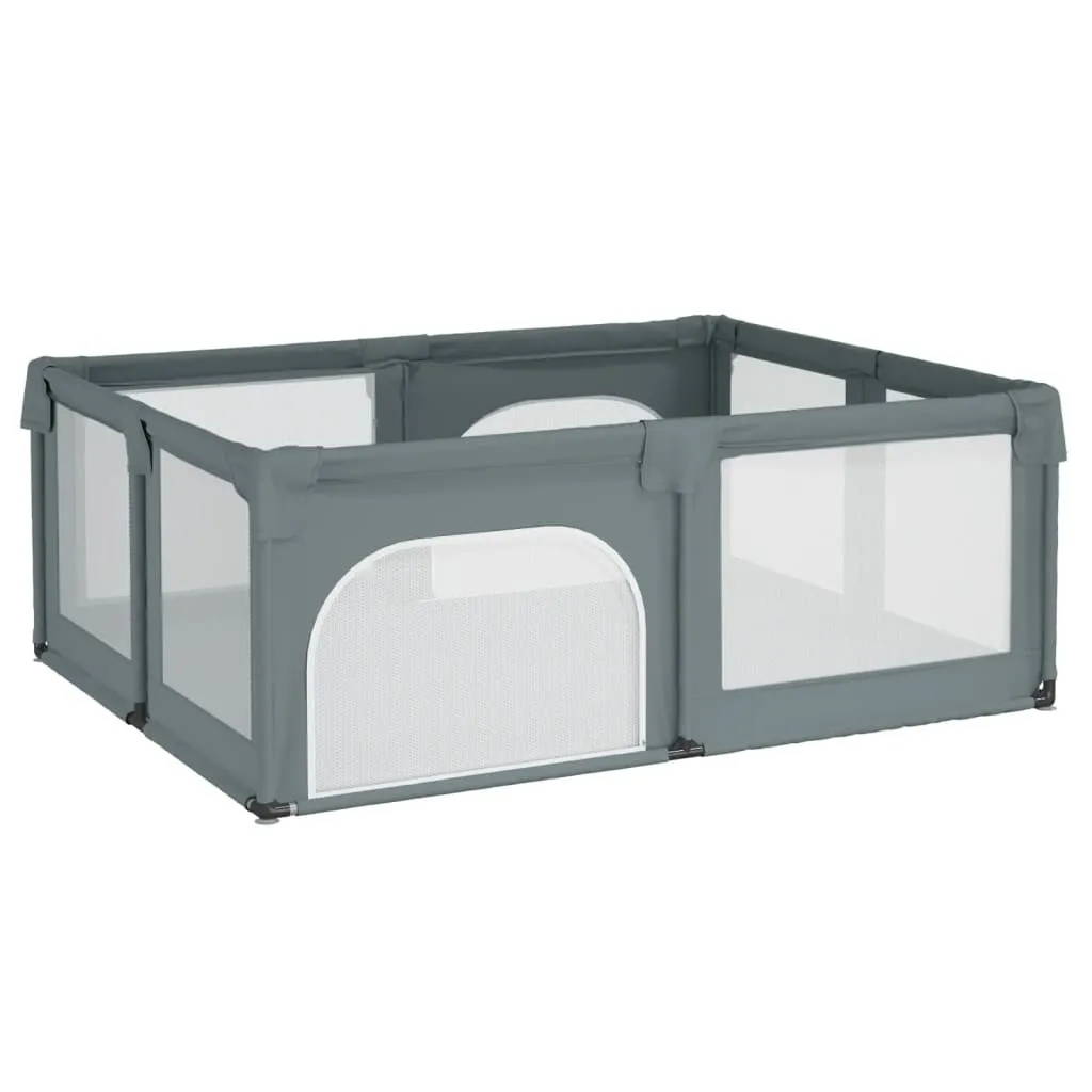 vidaXL Parc avec 2 portes Gris clair Tissu Oxford - Enclos Bébé Modulable