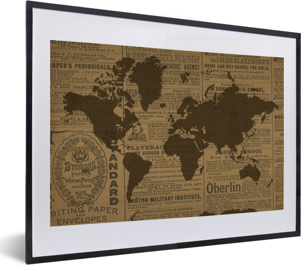 MuchoWow® MuchoWow® Gerahmtes Poster Weltkarte - Braun - Produktbild 