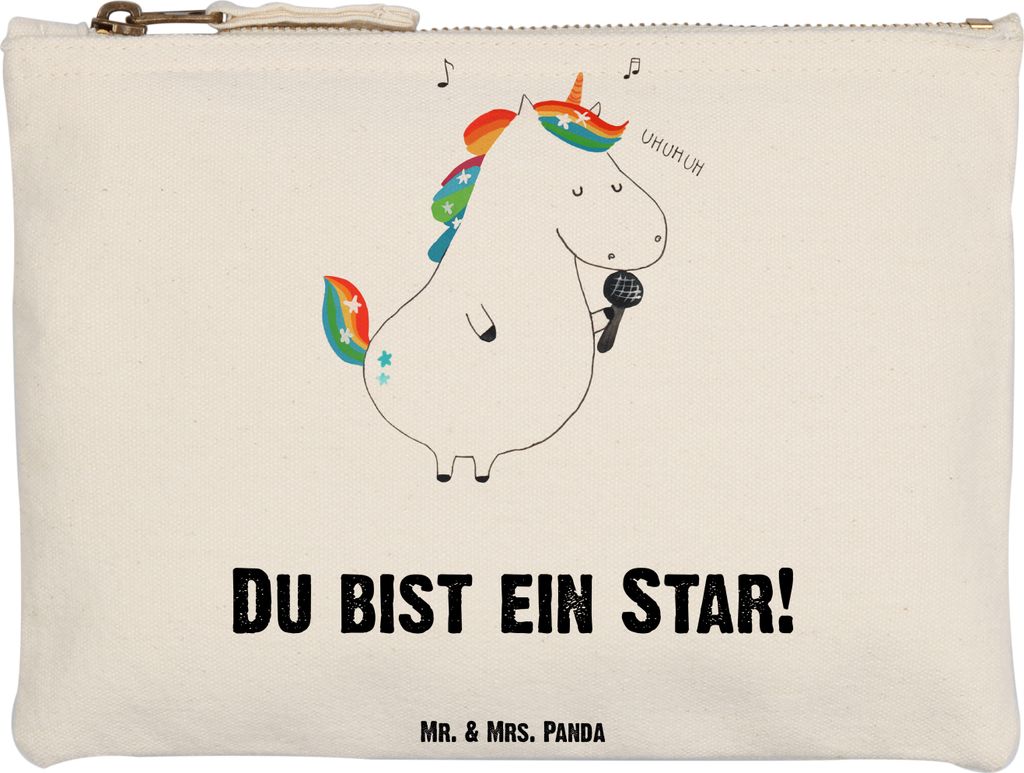 Mr. & Mrs. Panda Federmappe Einhorn Sänger Grösse XL Große - Weiß - Geschenk, Kulturtasche, Glitzer, aufbewahrungstasche, Etui, Kosmetikbeutel,...